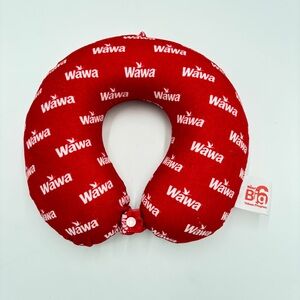 Wawa Neck Pillow Memory Foam Travel Head Rest Support Red White Logo Snap Close